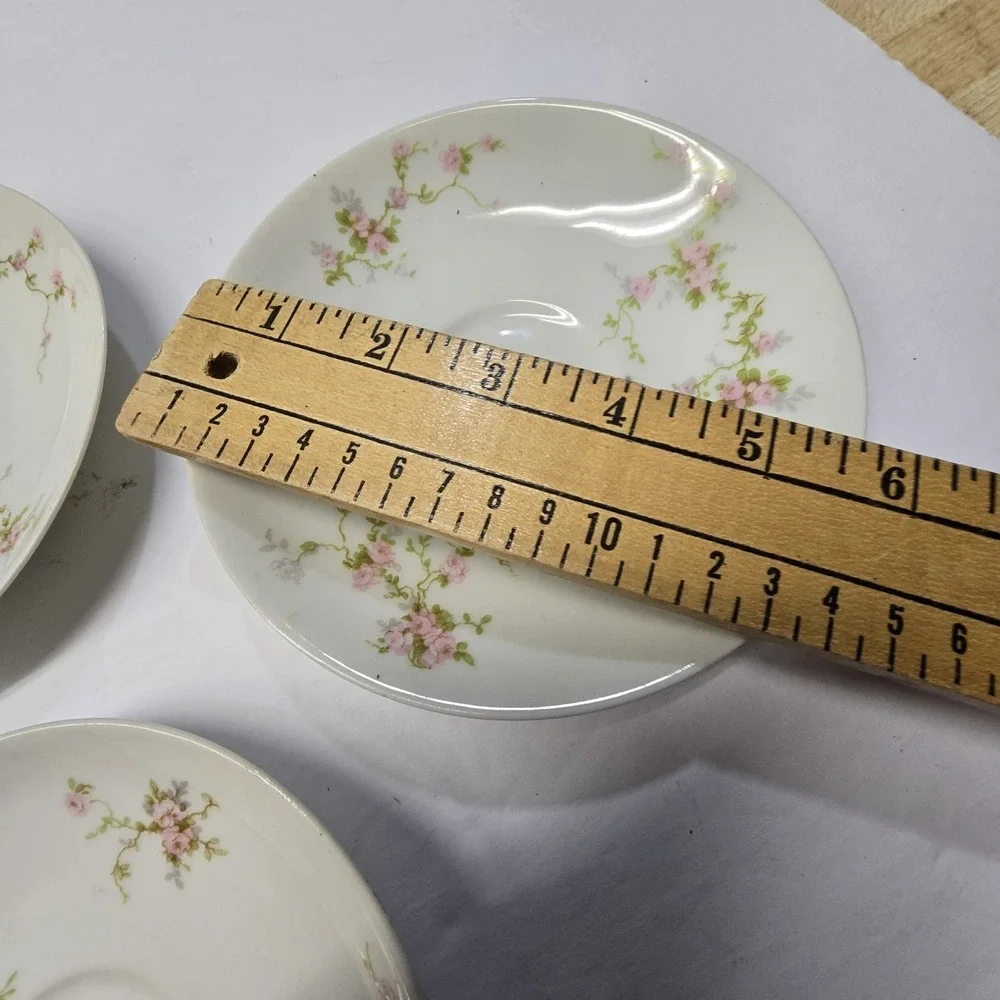 Theodore Haviland Pink Roses Saucers Set Of 5 Limoges France Porcelain* No Cups‎